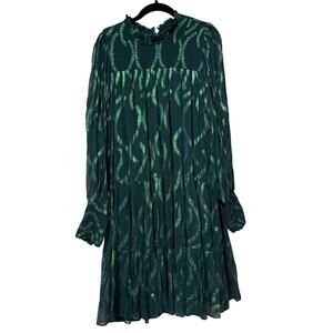 Tuckernuck Oliphant Jade Green Geometric Ruffle Tiered Mini Dress Size Medium